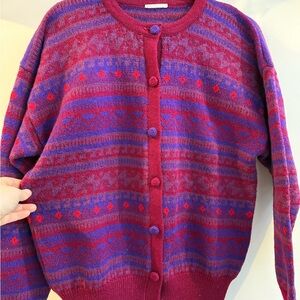 Vibrant Purple and Red Women's Cardigan